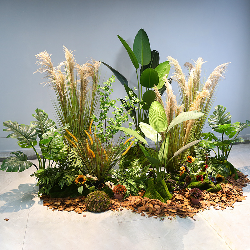 仿真假绿植造景芦苇芦花庭院阳台玄关楼梯下室内景观植物造景