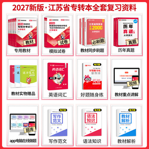 库课2027年江苏省专转本高等数学语文经济学财经管理电子信息类高数教材专升本习题集历年真题试卷英语计算机医护美术设计类 - 图0