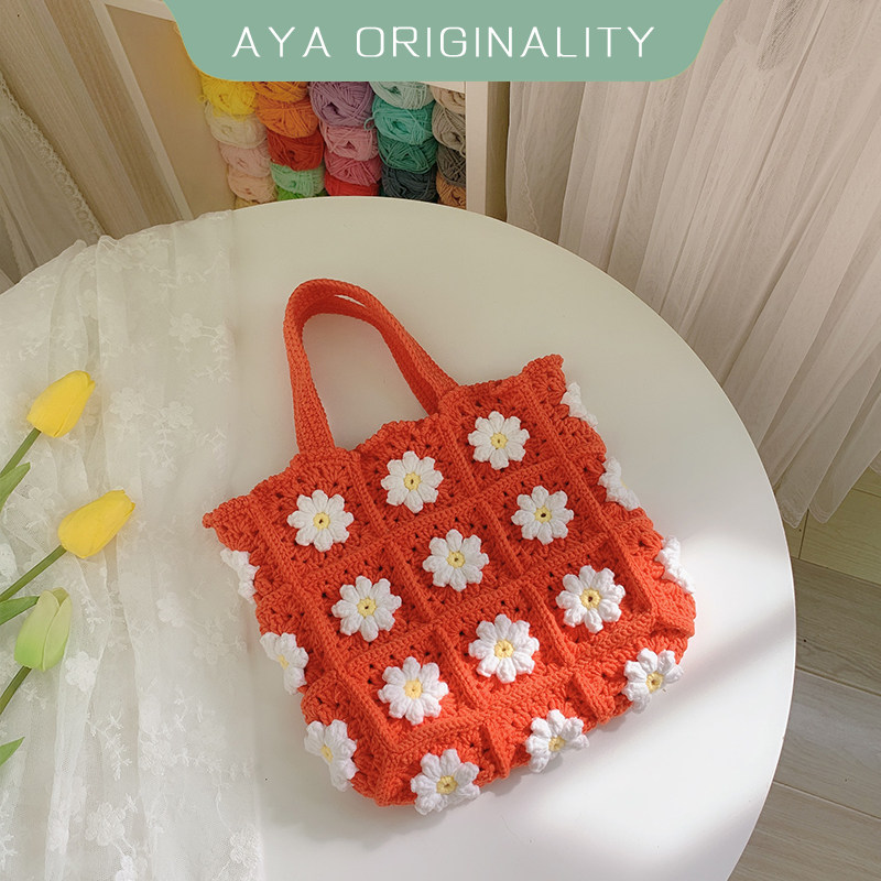 cc宋妍霏同款手工编织包包diy毛线钩针编织花朵片包包材料包手提,淘宝优惠券,粉丝福利购,淘宝优惠卷