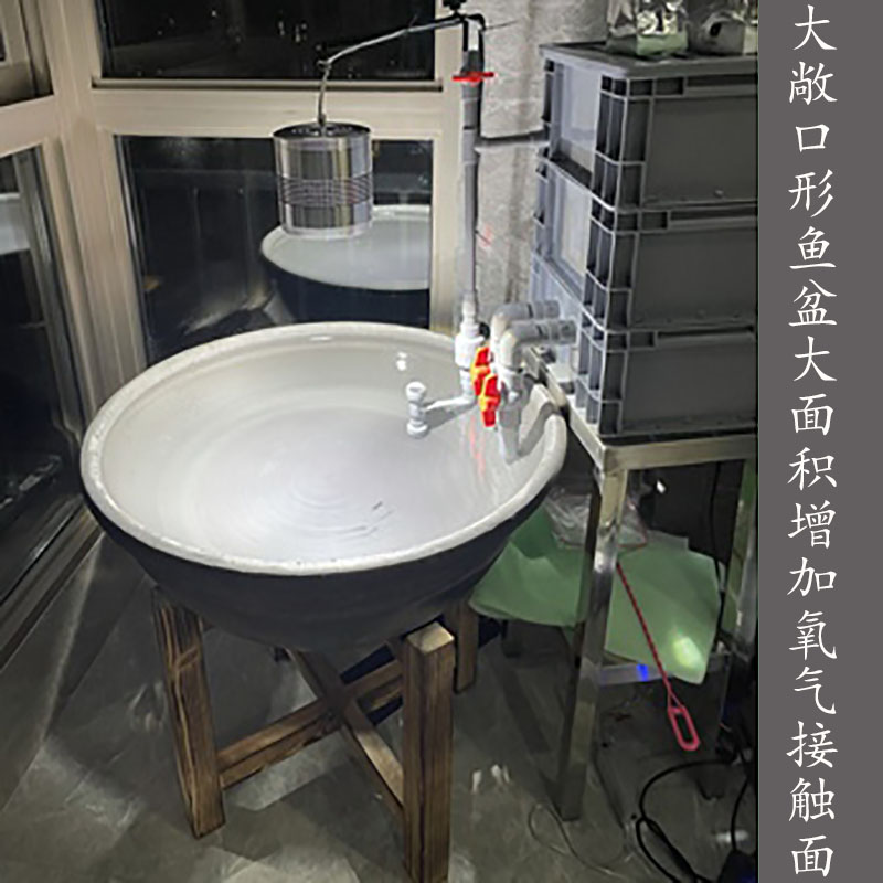 老北京鱼盆纯手工瓦盆澄浆泥瓦金鱼盆素盆虎头盆莲花缸瓦缸黑陶盆-图1