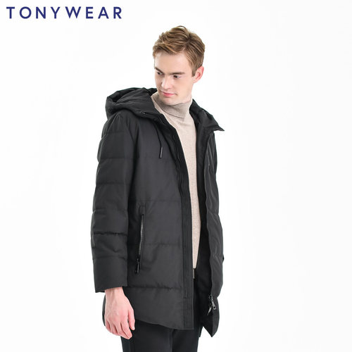 TONY WEAR/汤尼威尔秋冬男士双向拉链辑线防风连帽羽绒服外套包邮 - 图2