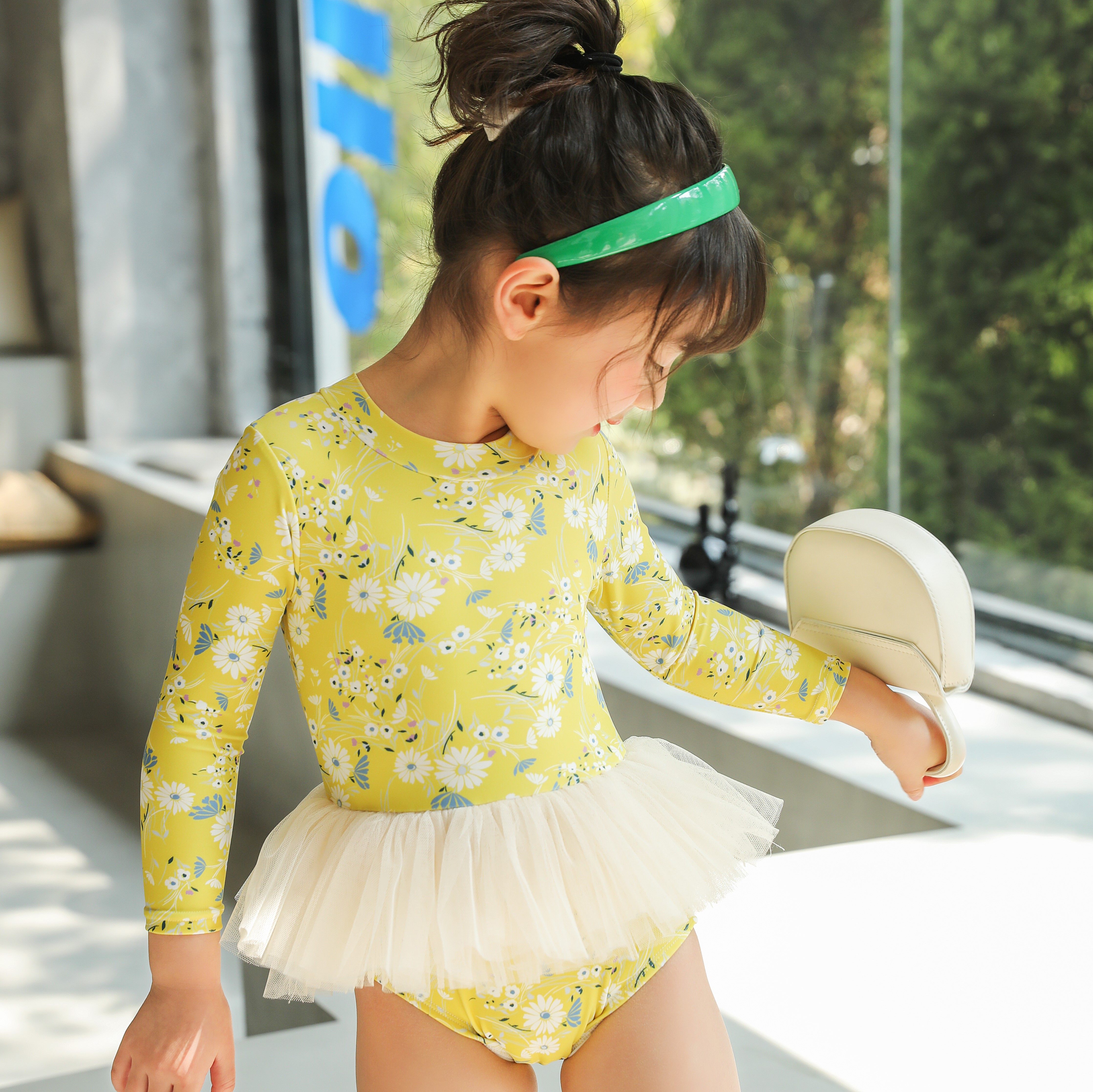 女童泳衣2023新款儿童泡温泉宝宝泳装可爱小女孩洋气公主连体泳衣