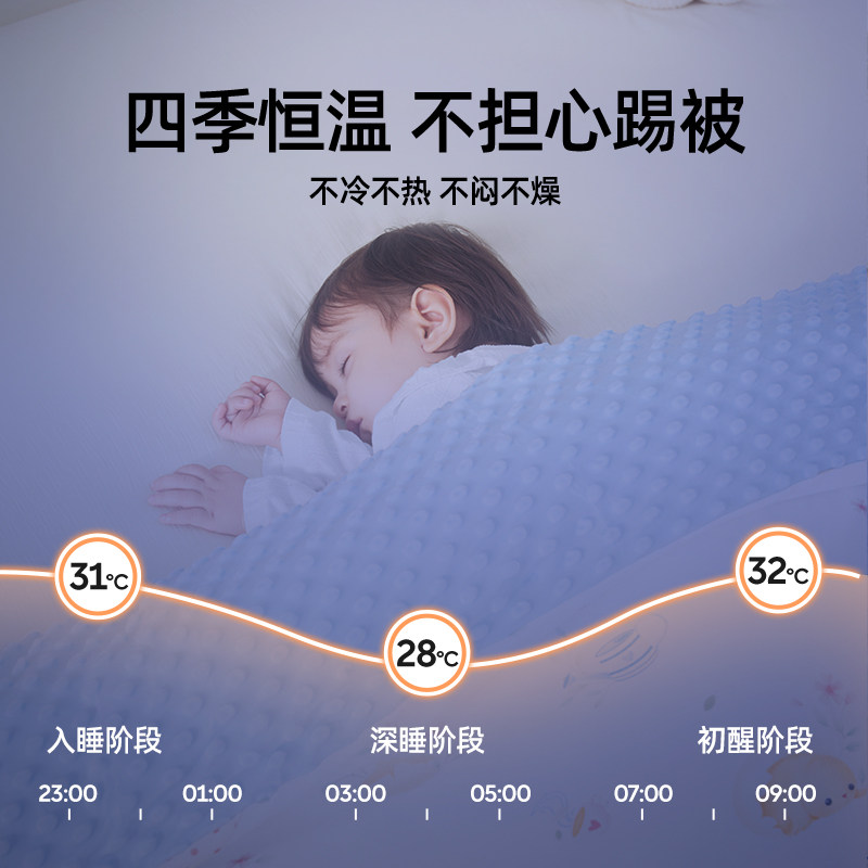 婧麒婴儿被子秋冬宝宝纯棉a类加厚儿童幼儿园盖毯四季通用豆豆被