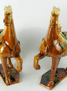 景德镇陶瓷雕塑马唐三彩六骏马家居玄关摆件装饰商务送礼物工艺品