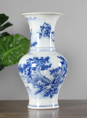 景德镇山水陶瓷花瓶仿古风摆件