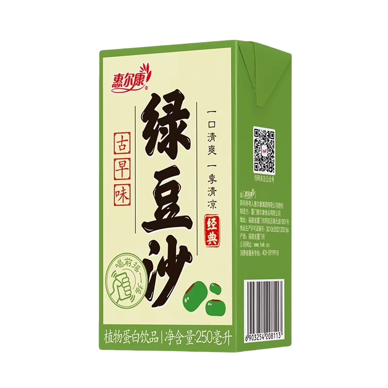 惠尔康绿豆沙夏季清凉解暑植物蛋白饮料绿豆饮品冬瓜茶菊花茶盒装