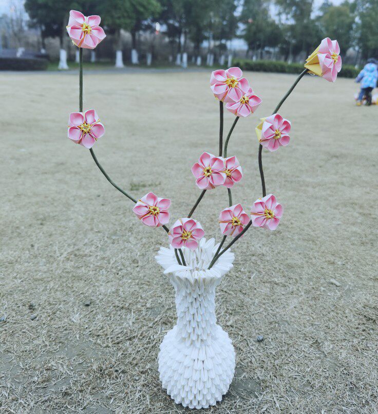 24节气冬至手工折纸梅花纸艺DIY花瓶制作雪中梅作品套装材料包