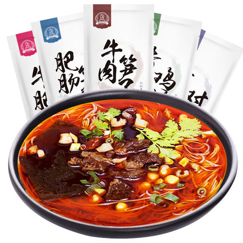 旗舰款 四川特产绵阳米粉康富源老开元牛肉肥肠辣细米线速食5袋装 - 图3