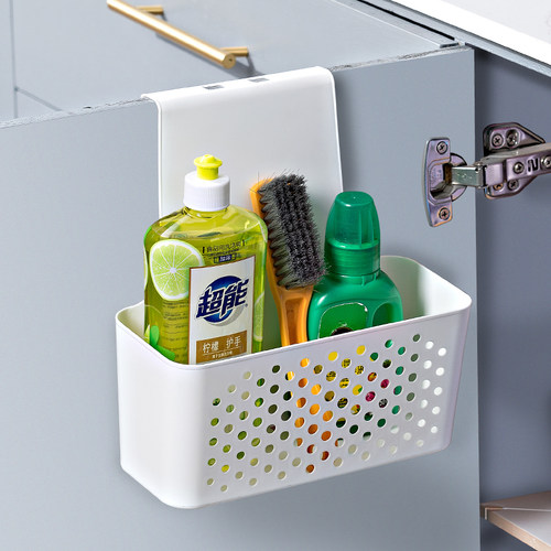 壁挂收纳盒厨房柜门内侧置物架挂钩保鲜膜橱柜门挂篮后神器收纳架 - 图0