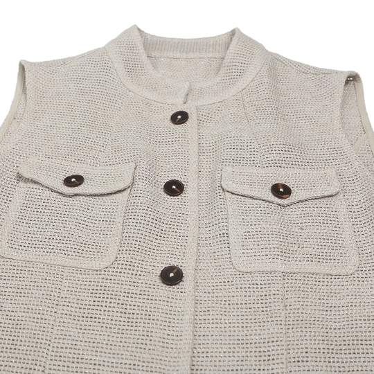 X 叭哒不惑 学霸 亚麻夏季复古薄款圆领无袖马甲百搭上衣外套