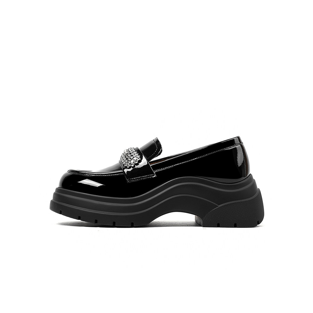 诺贝达新款女鞋舒适厚底增高乐福鞋商场同款水钻小皮鞋RS254803,淘宝优惠券,粉丝福利购,淘宝优惠卷