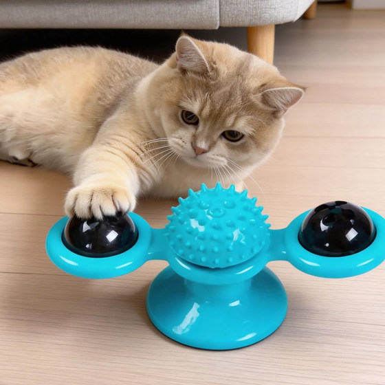 Cat Toy Rotating Windmill Self-Entertainment and Relief from Boredom Pet Turntable Amusing Cat Stick Kitten Supplies Cats Use Up Physical Energy