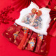 Chinese style cat clothes Chinese style Tang suit autumn and winter puppet blue and white warm small dog pet dog horse face skirt