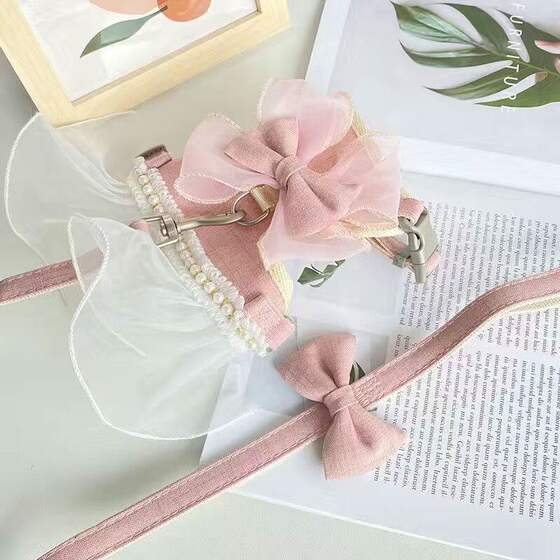 Fairy style cat traction rope to prevent break-away when going out, special princess dress, vest-style chest and back, cat leash, cat walking clothes