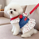 Dog leash denim leash dress spring and summer clothes cartoon chest pet kitten princess dress breathable and thin