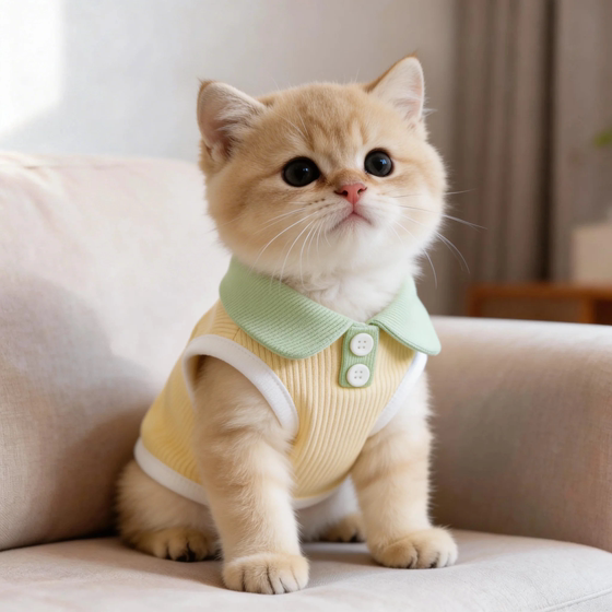 Cat clothes anti-shedding spring and summer thin vest gold gradient dog dopamine anti-dirty lapel POLO shirt