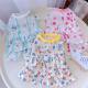 Cat summer skirt cute breathable princess style mini skirt British short blue cat gold gradient pet spring and summer clothes