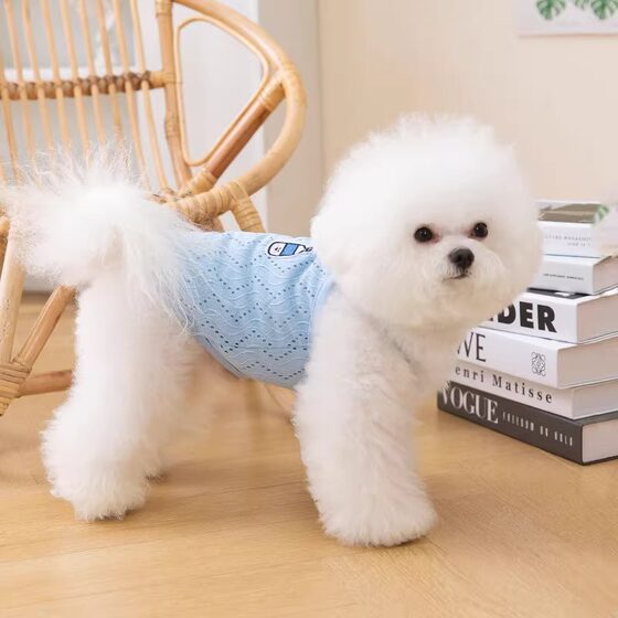Cute Hollow Suspender Pet Dog Schnauzer Bichon Teddy Kitten Clothes Spring and Summer Thin Vest