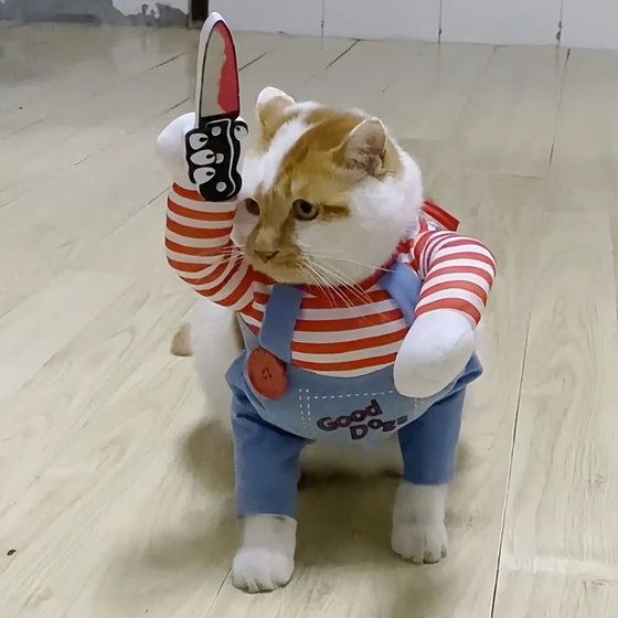 Dog Clothes Funny Knife-Helding Pet Funny Style