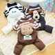 Dog clothes autumn and winter style with traction buckle cartoon overalls Teddy Bichon Pomeranian warm and thickened four-legged clothing