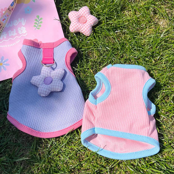Cat clothes spring and summer new breathable puppy milk cat puppet cute traction anti-shedding pet dog vest