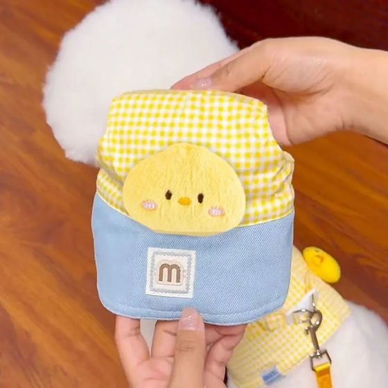 Spring and summer dog harness suit traction rope clothes pet outing cat outing cartoon leaky ear sun hat