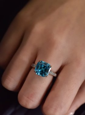 4克拉宝塔阿斯切s925纯银戒指