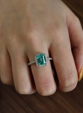 培育蓝宝石S925纯银戒指2.4ct