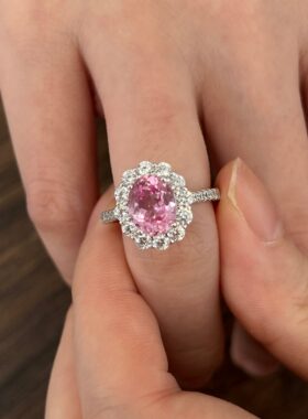 培育帕帕拉恰S925纯银戒指2.4ct