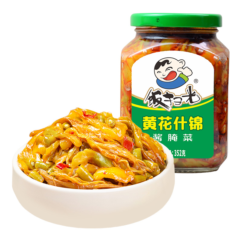 饭扫光下饭菜瓶装黄花什锦350g开味酱菜农家榨菜咸菜大全腌菜拌饭 - 图3