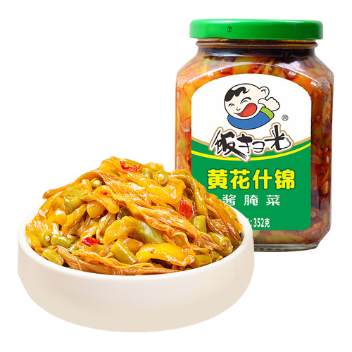 饭扫光下饭菜瓶装黄花什锦350g开味酱菜农家榨菜咸菜大全腌菜拌饭