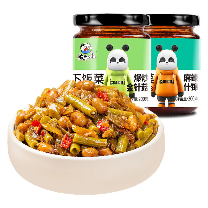 饭扫光下饭菜麻辣什锦爆炒金针菇200g*2瓶厨房调料拌面酱拌饭酱 - 图3