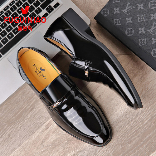 富贵鸟皮鞋男士新款英伦商务正装皮鞋真皮透气韩版尖头牛皮男鞋子 - 图1