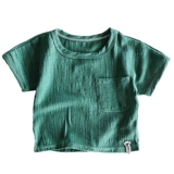 Японская ретро детская хлопковая тонкая футболка, летняя бамбуковая рубашка, из хлопка и льна, короткий рукав