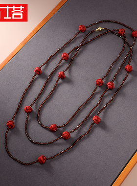 Ptah/布塔香云纱复古花朵珠链项链女编织绳链民族风饰品PT2253