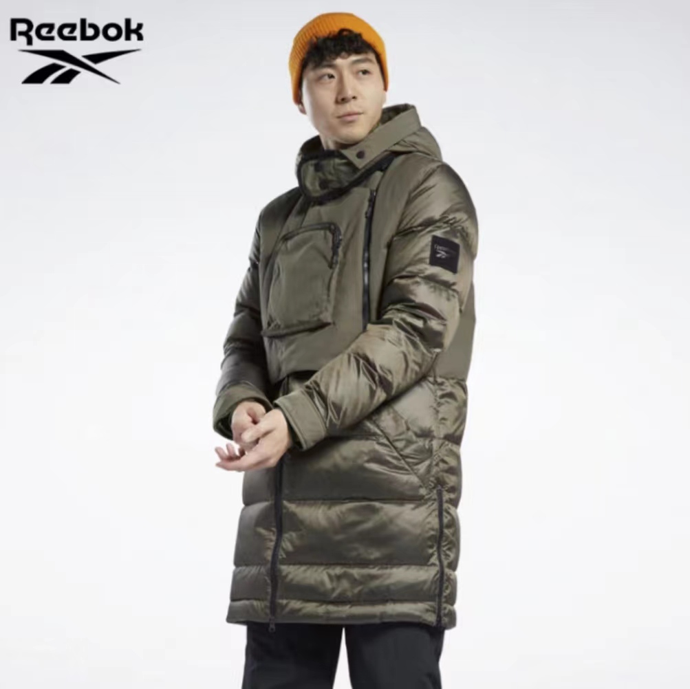 Reebok锐步男子户外机能风中长款休闲运动保暖羽绒服GU5756GR8944