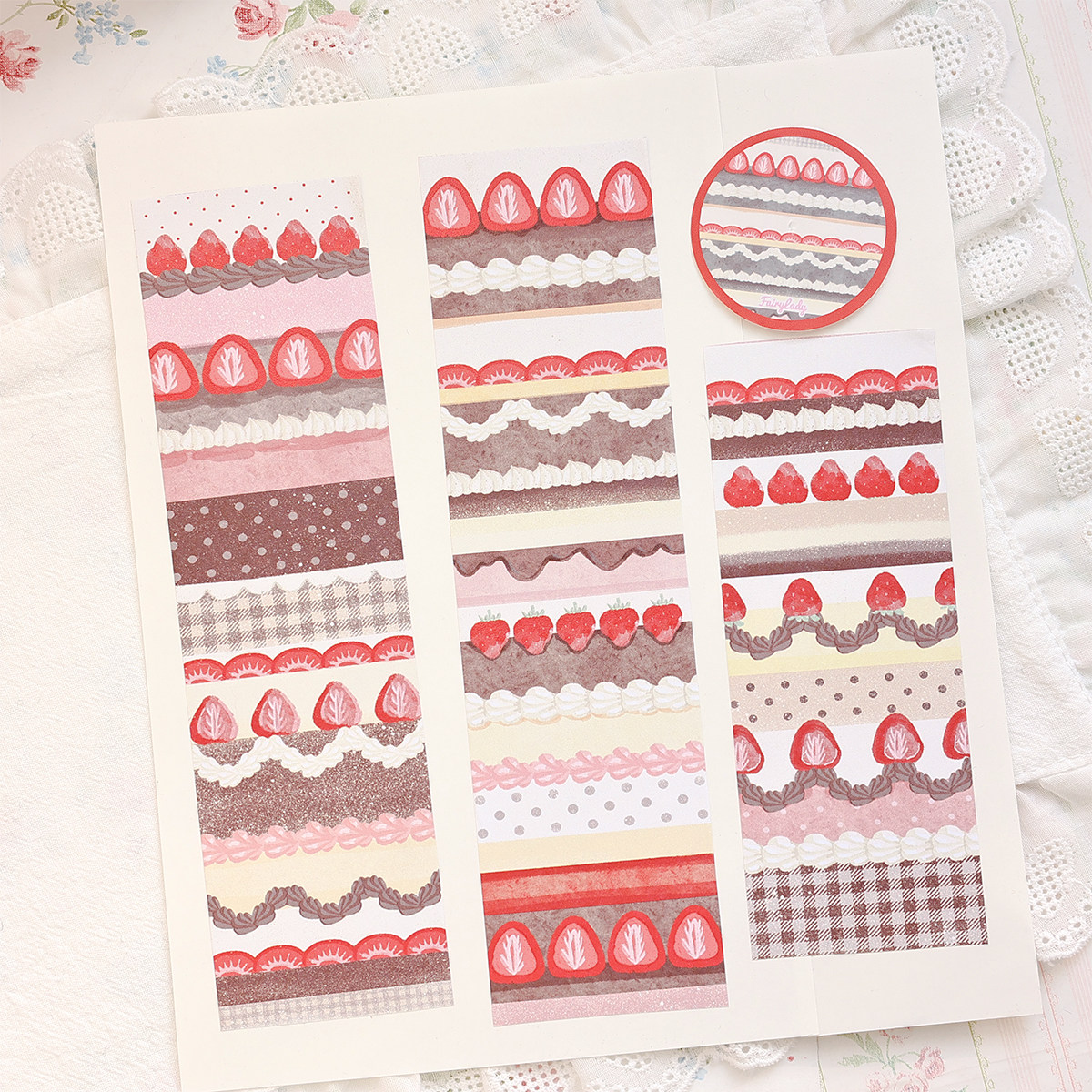 少女志原创可书写胶带草莓蛋糕手帐贴纸拼贴素材备忘计划留言创意,淘宝优惠券,粉丝福利购,淘宝优惠卷