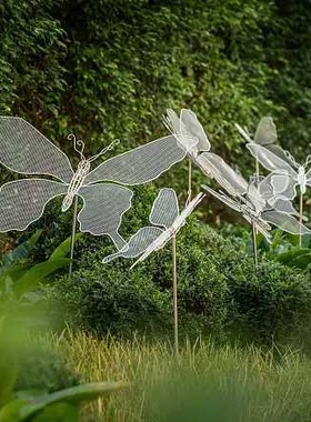 不锈钢镂空蝴蝶蚂蚁蜻蜓蜗牛雕塑铁艺编织昆虫摆件园林景观装饰品