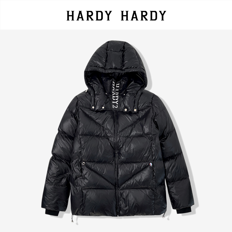 HARDY HARDY2022冬季新款潮牌刺绣字母连帽羽绒服情侣同款外套潮-图2