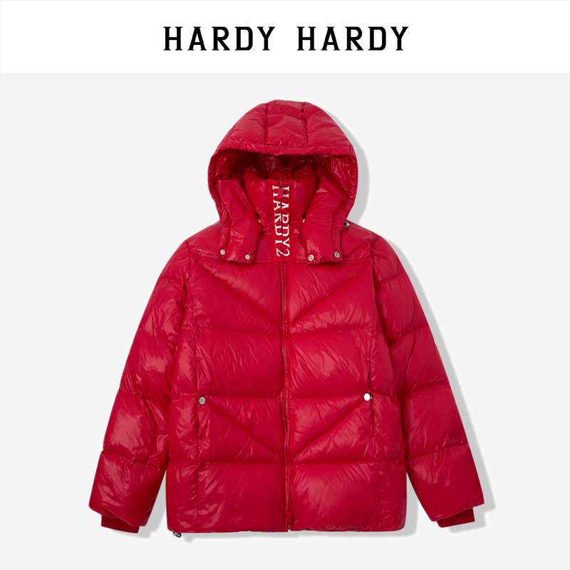 HARDY HARDY2022冬季新款潮牌刺绣字母连帽羽绒服情侣同款外套潮-图0