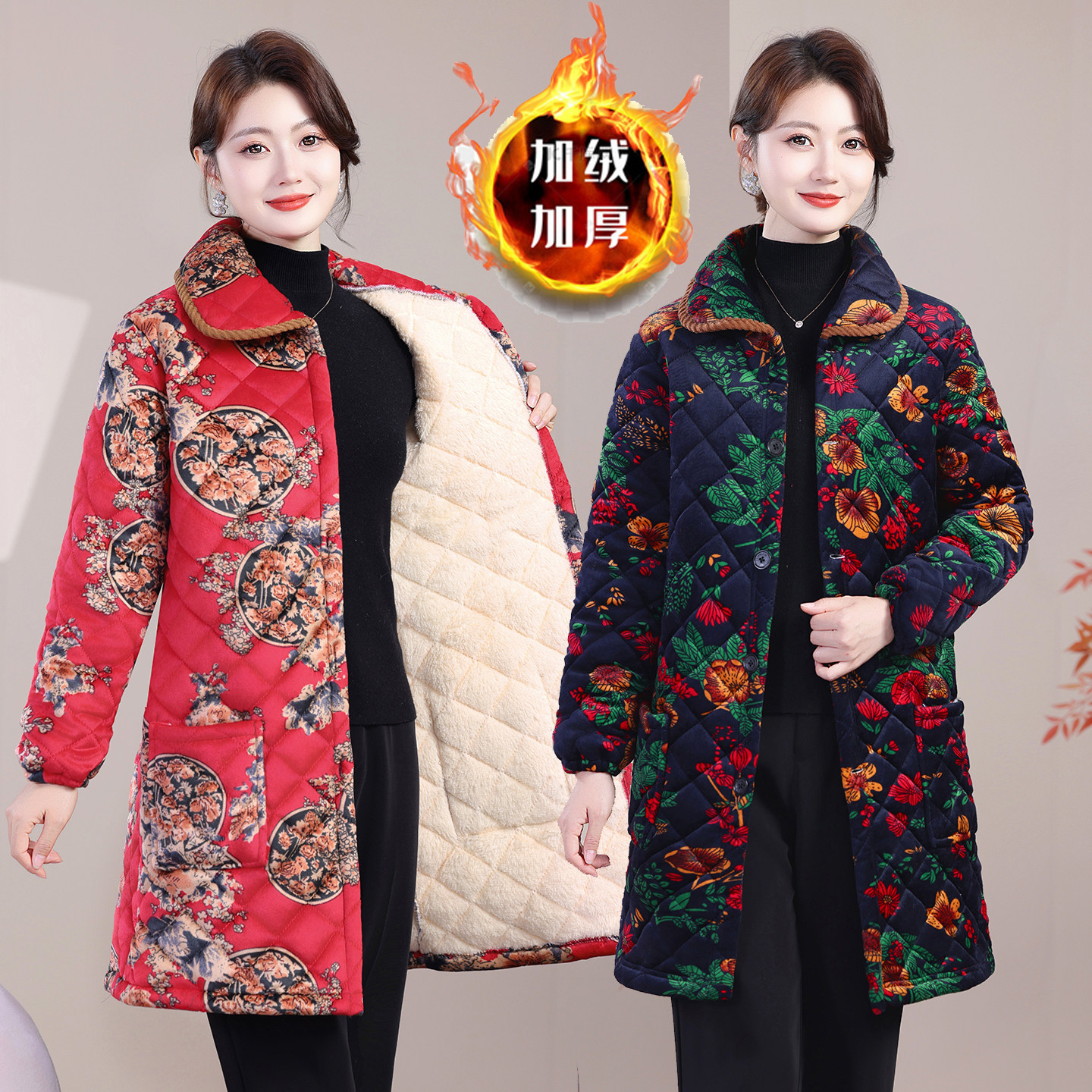 冬季保暖大人罩衣女士长袖工作服绒面护衣大褂家用厨房加绒围裙女,淘宝优惠券,粉丝福利购,淘宝优惠卷