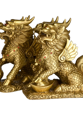 聚贤阁純铜麒麟摆件麒麟摆件