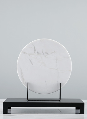 新中式风大理石圆形别墅软装摆件