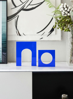 软装水晶几何蓝色售楼处工艺品