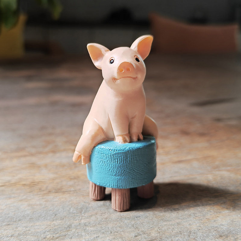 可爱椅子猪小摆件小猪网红电视柜创意可爱仿真动物趣味精致礼物,淘宝优惠券,粉丝福利购,淘宝优惠卷