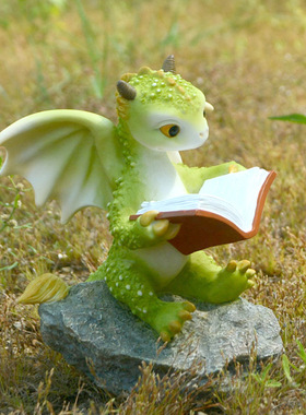 可爱看书龙摆件花园庭院装饰品