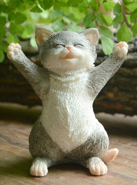 可爱猫咪摆件工位桌面女生礼物