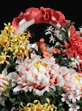 陶瓷花摆件高级客厅书房装饰品