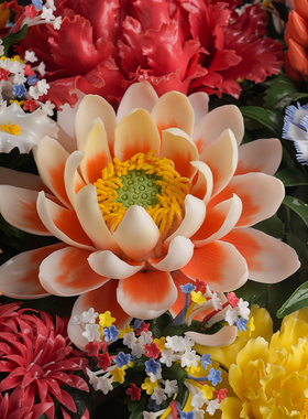 《百花争艳》陶瓷大花蓝摆件