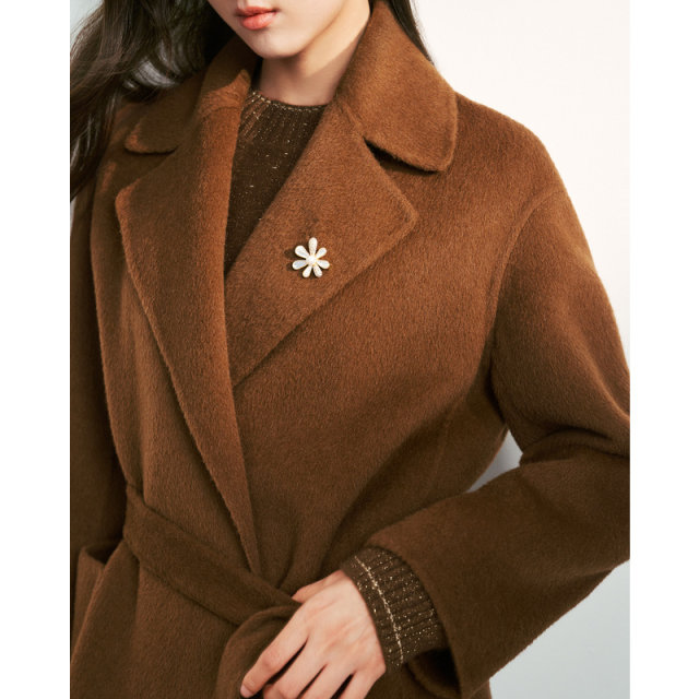 【100羊驼毛】ELSEWHERE珂思商场同款长款双面毛呢大衣女外套冬